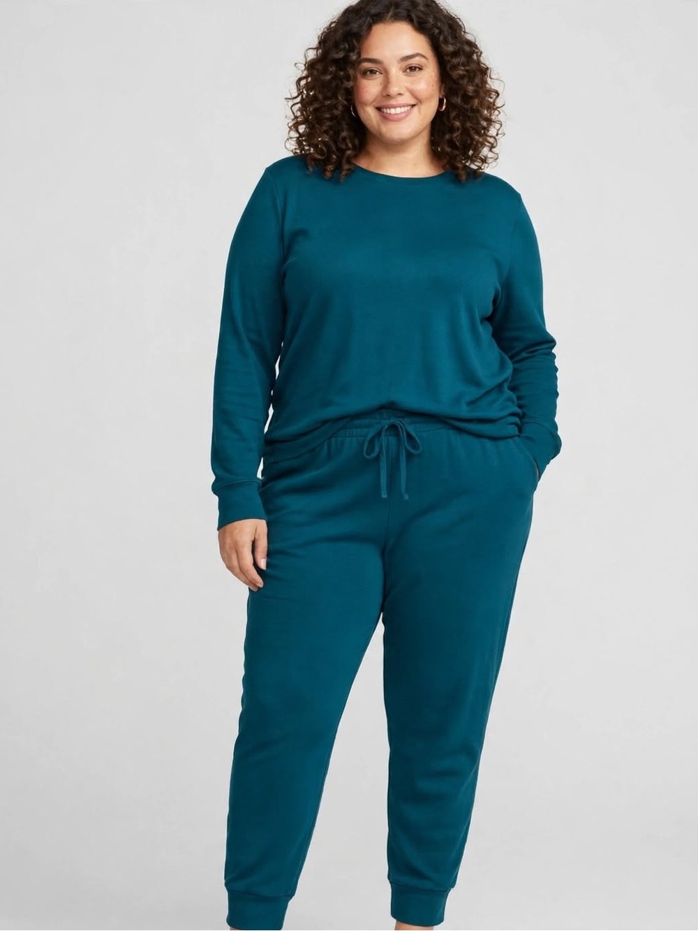 Zenana Outfitters Teal Long-Sleeve Lounge Set